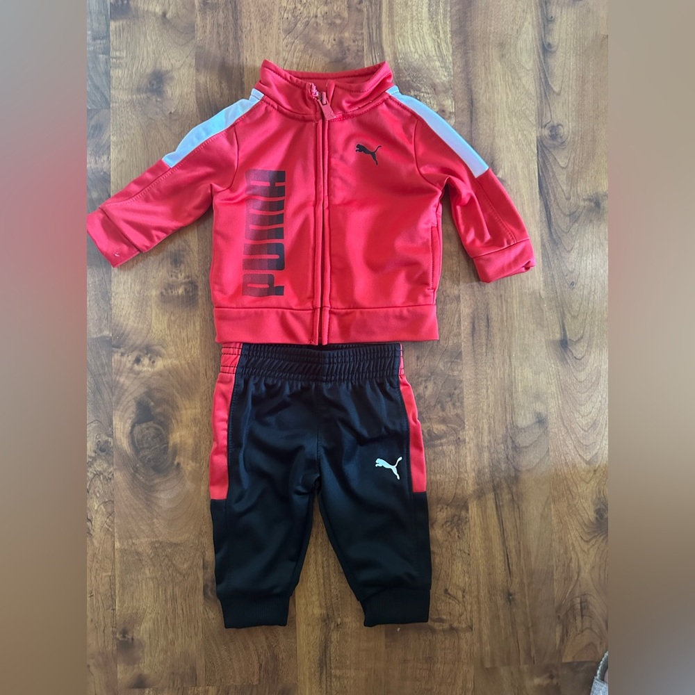 Puma Kids Red and Black Athletic Set